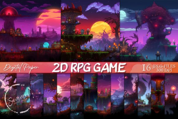 2D RPG Game Scrapbook Paper Backgrounds