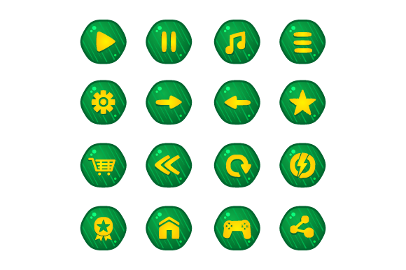 Enhance Your Game Interface with the Set of Green Game Button Collection