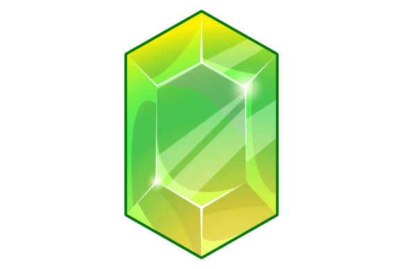 Green Jewel: Game Cartoon Gemstone for Creative Design Projects