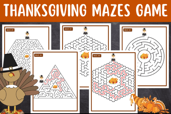 Thanksgiving Kids Activities Mazes Game
