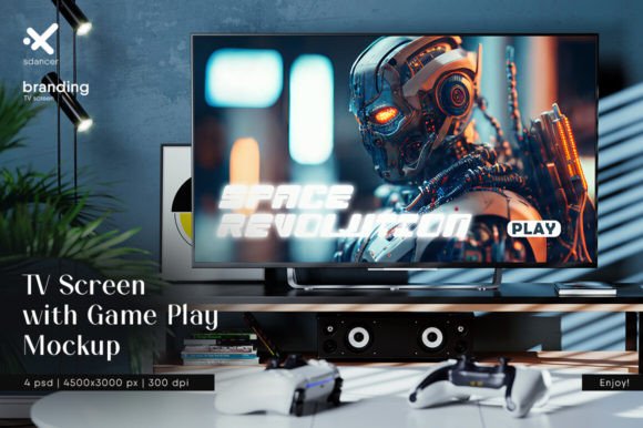 TV Screen with the Game Play Mockup: Elevating Your Visual Presentations