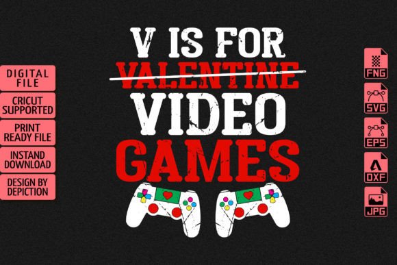 V is for Valentine Video Game T-Shirt Design