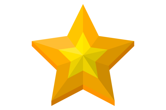 Yellow Star. Five Ray Shape in Game Styl: A Versatile Graphic Asset for Designers and Developers